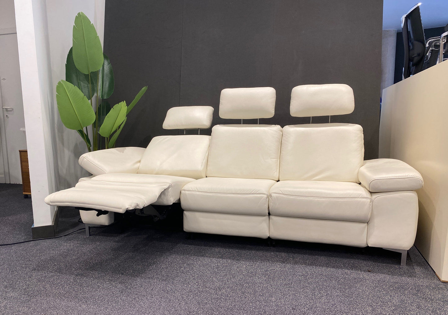 Ergonomisch relaxsalon leder wit